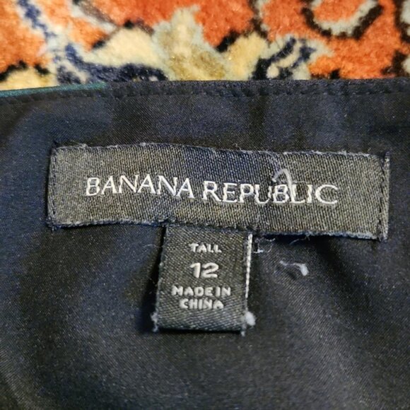 Banana Republic Navy Floral Hawaiian Strappy Dress Lined Asymmetrical 12 Tall - Picture 9 of 16